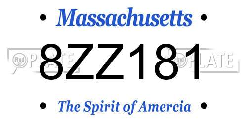 8ZZ181 Massachusetts License Plate