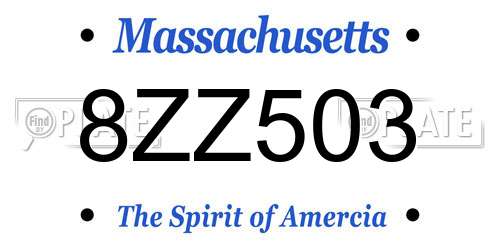 8ZZ503 Massachusetts License Plate