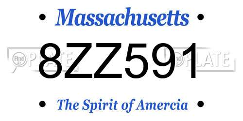 8ZZ591 Massachusetts License Plate