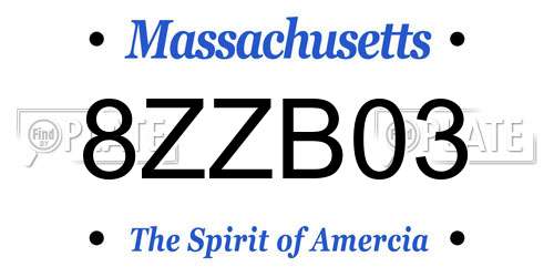 8ZZB03 Massachusetts License Plate