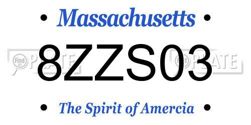8ZZS03 Massachusetts License Plate