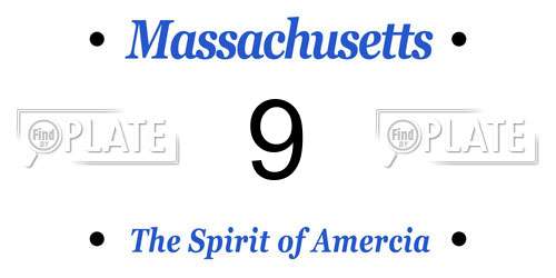 9 Massachusetts License Plate
