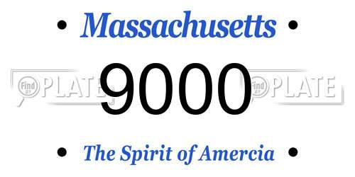9000 Massachusetts License Plate
