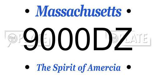 9000DZ Massachusetts License Plate