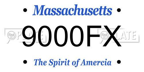 9000FX Massachusetts License Plate