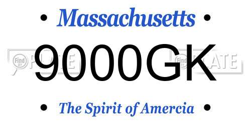 9000GK Massachusetts License Plate