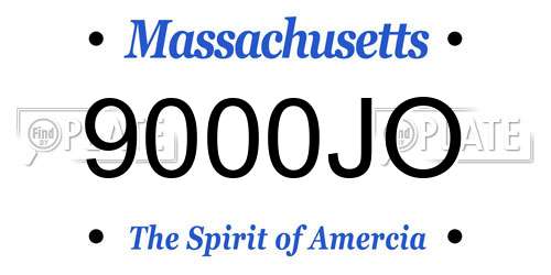 9000JO Massachusetts License Plate
