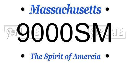 9000SM Massachusetts License Plate