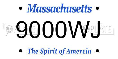 9000WJ Massachusetts License Plate