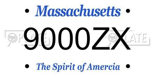 9000ZX Massachusetts License Plate
