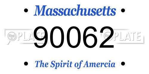 90062 Massachusetts License Plate