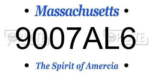 9007AL6 Massachusetts License Plate
