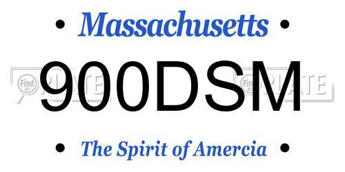 900DSM Massachusetts License Plate