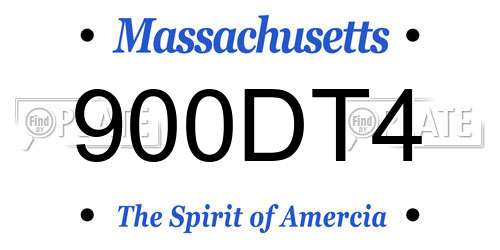 900DT4 Massachusetts License Plate