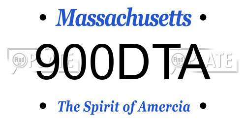 900DTA Massachusetts License Plate