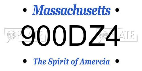 900DZ4 Massachusetts License Plate
