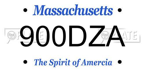 900DZA Massachusetts License Plate