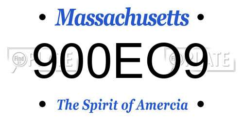 900EO9 Massachusetts License Plate