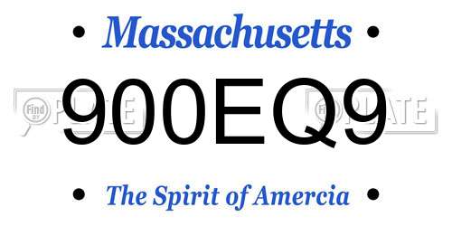 900EQ9 Massachusetts License Plate