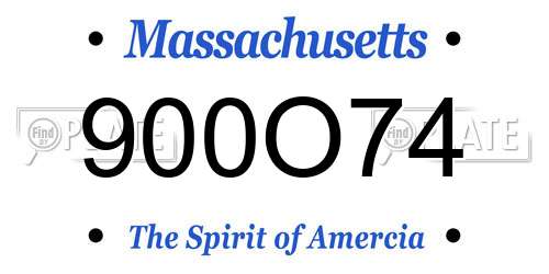 900O74 Massachusetts License Plate