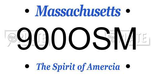 900OSM Massachusetts License Plate