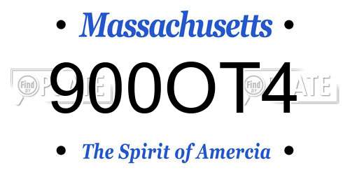 900OT4 Massachusetts License Plate