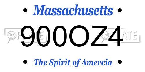 900OZ4 Massachusetts License Plate