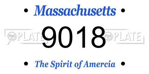 9018 Massachusetts License Plate