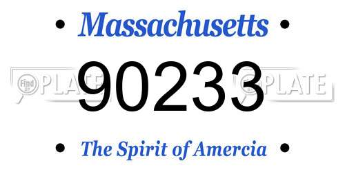 90233 Massachusetts License Plate