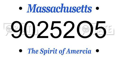 90252O5 Massachusetts License Plate