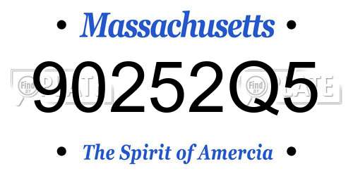 90252Q5 Massachusetts License Plate