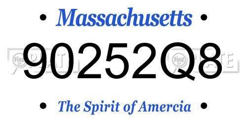 90252Q8 Massachusetts License Plate