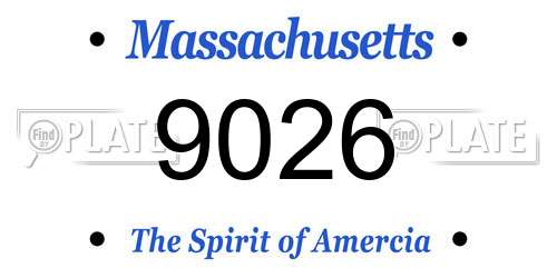 9026 Massachusetts License Plate