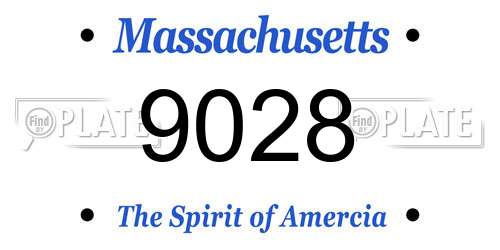 9028 Massachusetts License Plate