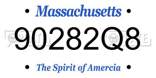 90282Q8 Massachusetts License Plate