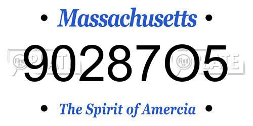 90287O5 Massachusetts License Plate