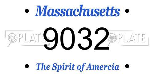 9032 Massachusetts License Plate