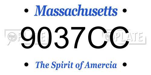 9037CC Massachusetts License Plate