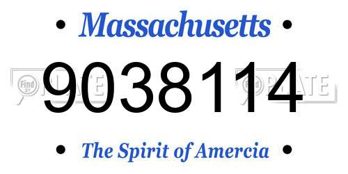 9038114 Massachusetts License Plate