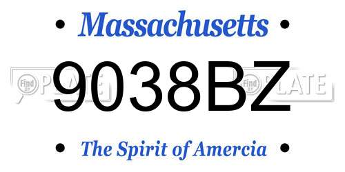 9038BZ Massachusetts License Plate