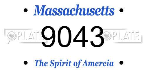 9043 Massachusetts License Plate