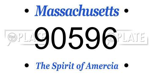 90596 Massachusetts License Plate