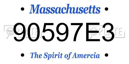 90597E3 Massachusetts License Plate