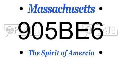905BE6 Massachusetts License Plate