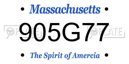 905G77 Massachusetts License Plate