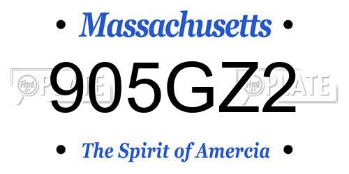 905GZ2 Massachusetts License Plate