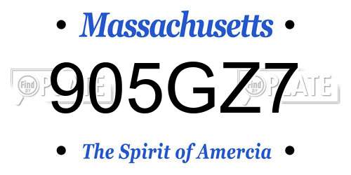 905GZ7 Massachusetts License Plate