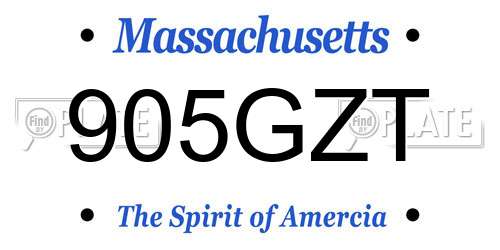 905GZT Massachusetts License Plate
