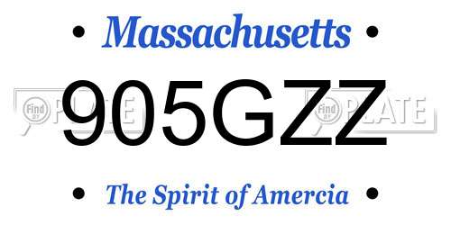 905GZZ Massachusetts License Plate