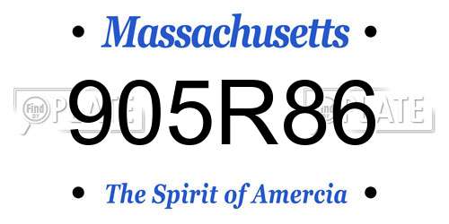 905R86 Massachusetts License Plate